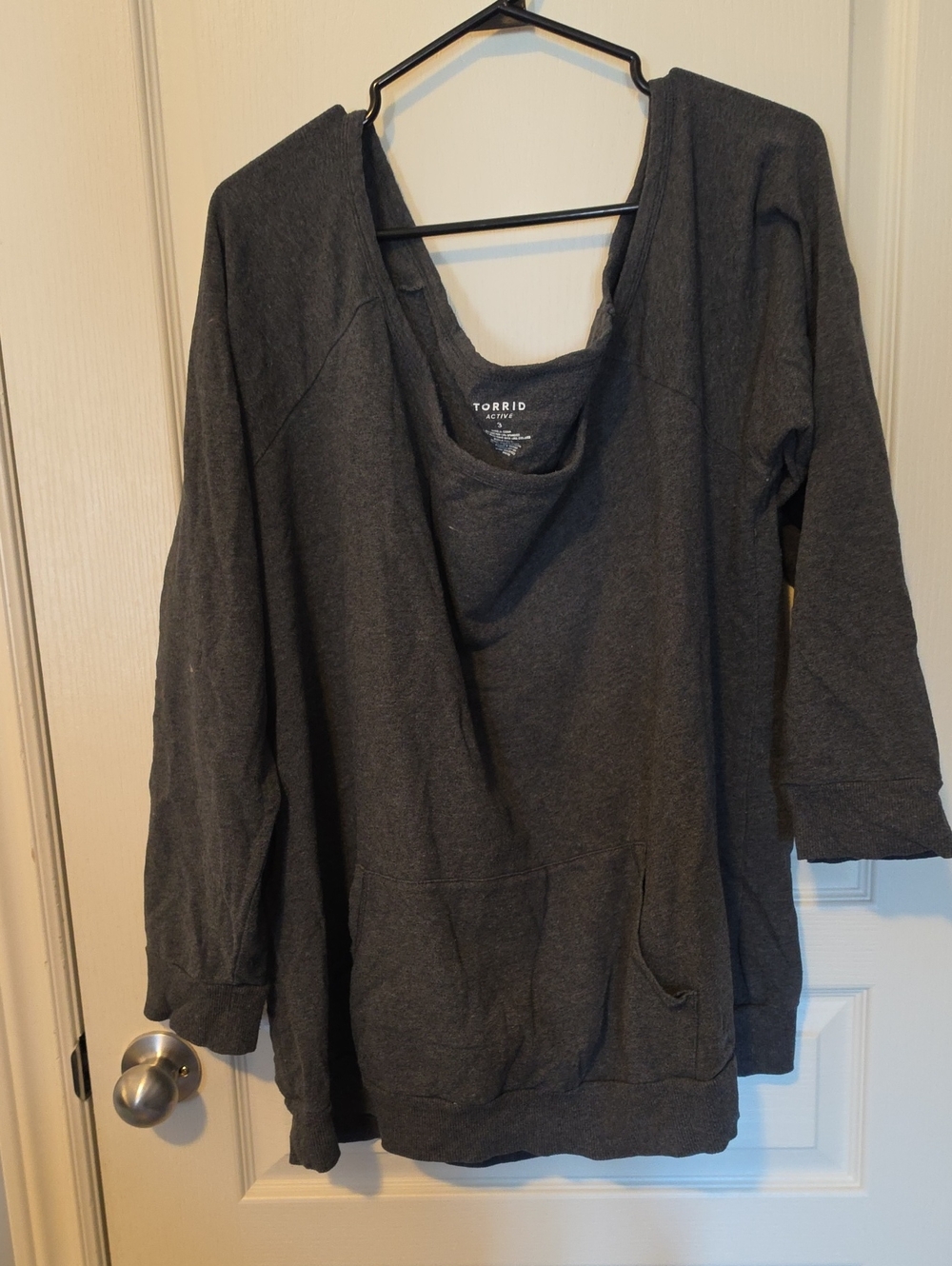 torrid Charcoal Off The Shoulder Sweatshirt